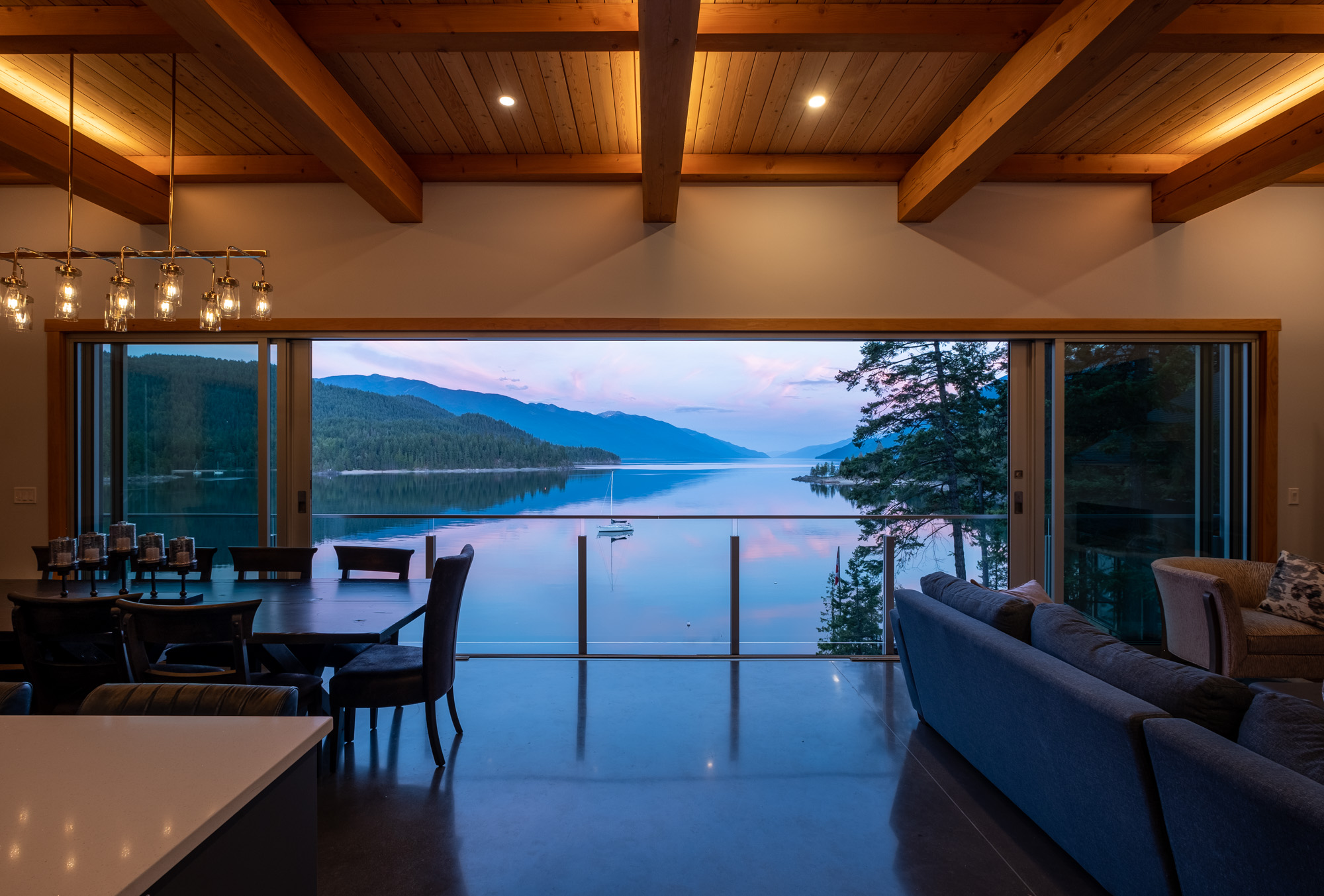 view of the balcony from the inside of a cliff house