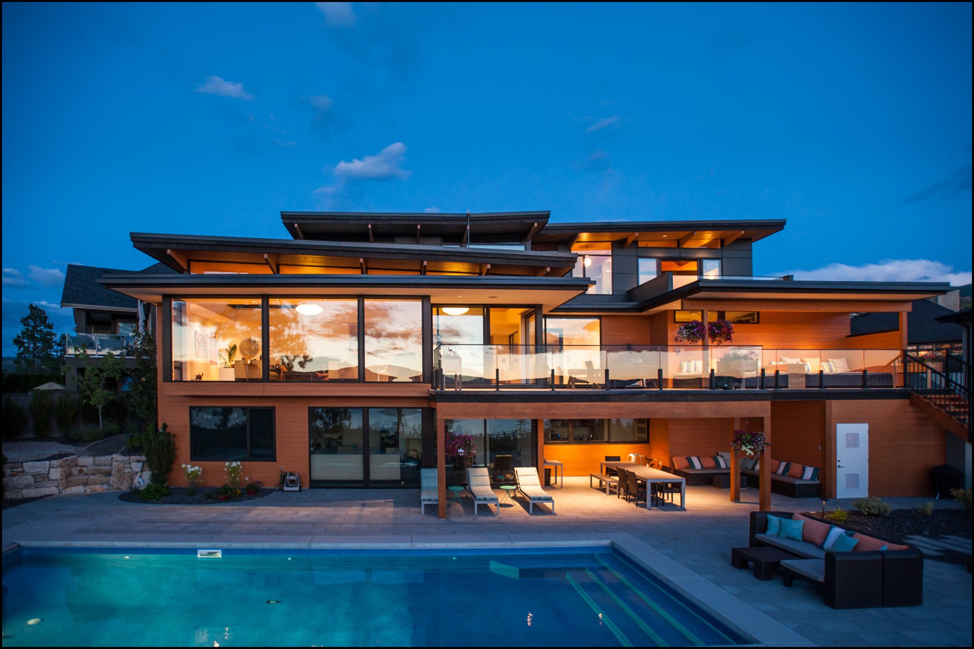 contemporary house with a large pool