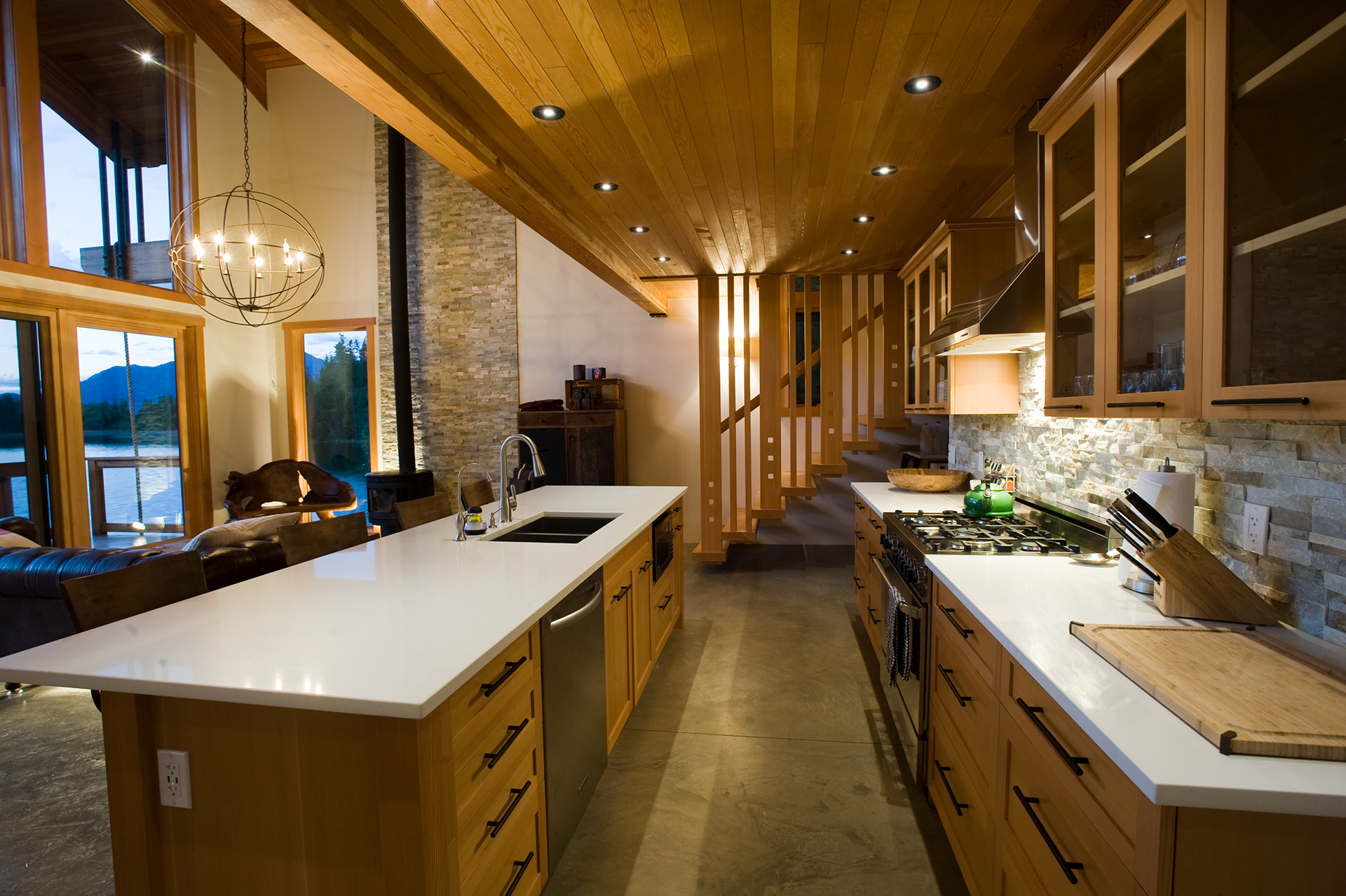 timber-enhanced kitchen of a contemporary house