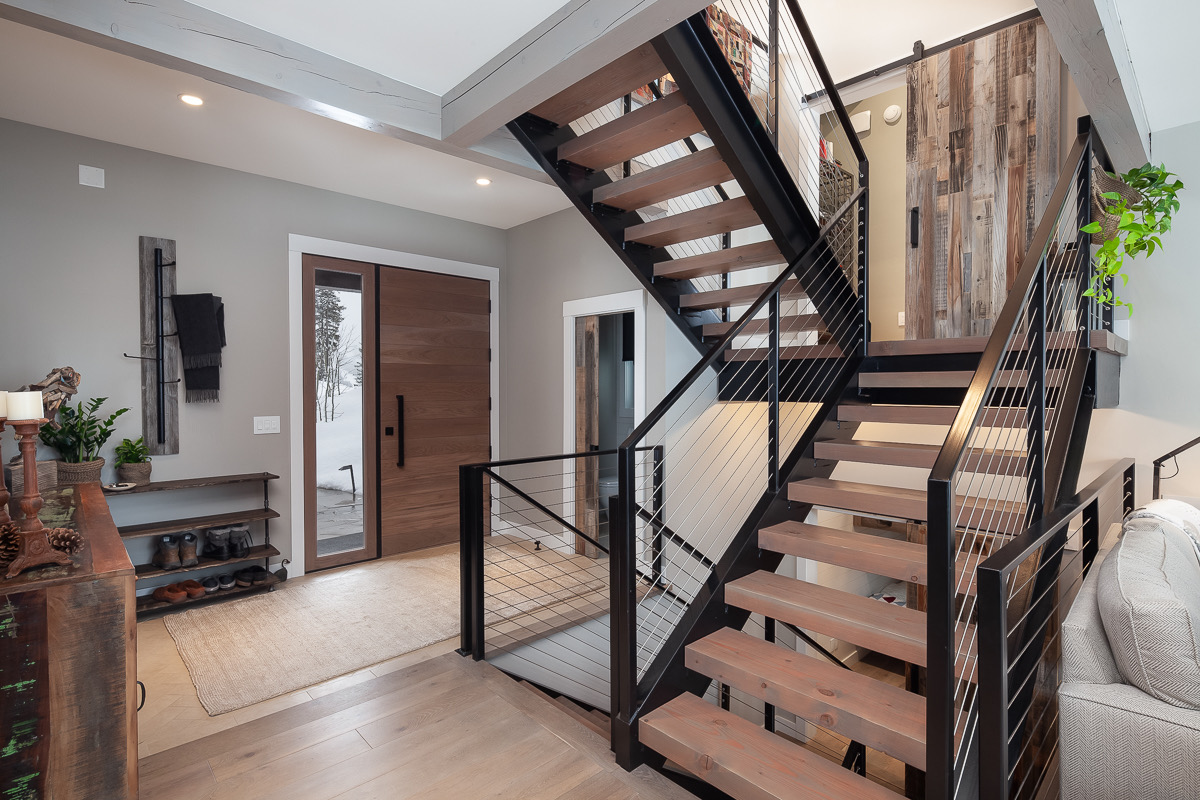 stairs of a rustic contemporary house