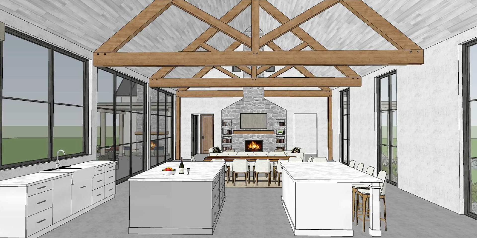 Interior of a modern farm house design by Purcell
