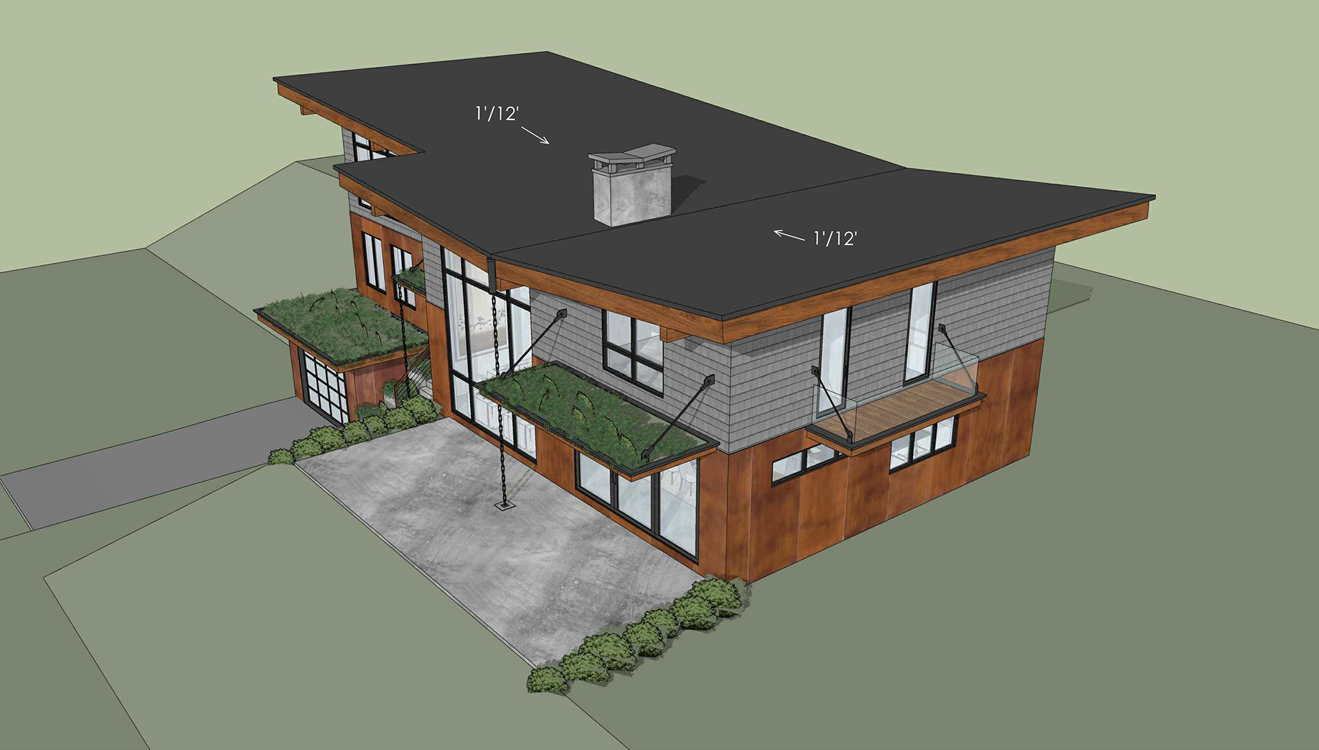 custom design of a contemporary house in Vancouver with butterfly roof