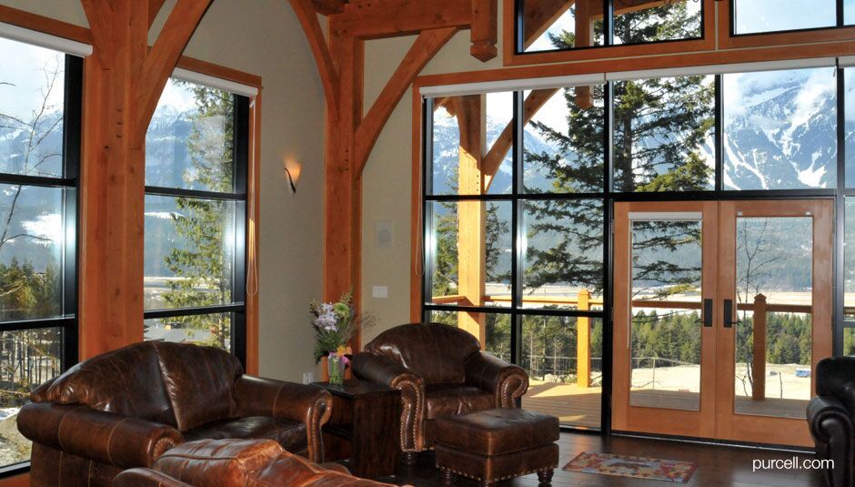 living area with vintage leather sofas