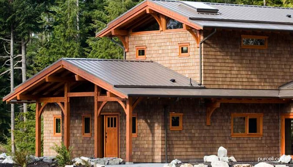 side area of a house made of mostly of timber materials