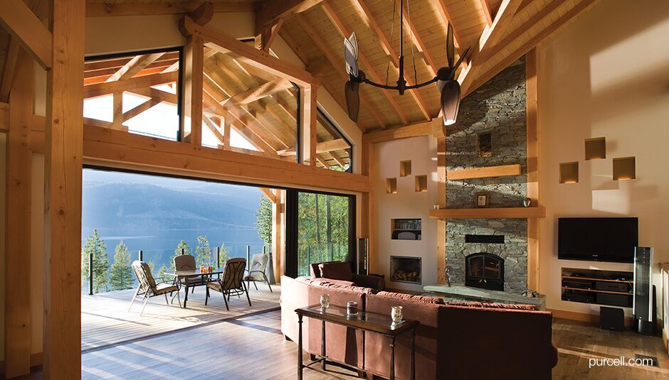 living area near the balcony with lake view