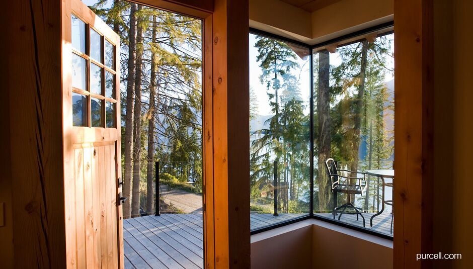 wooden door leading to the balcony