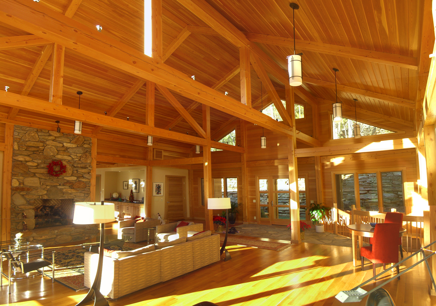 living area of a house made of timber