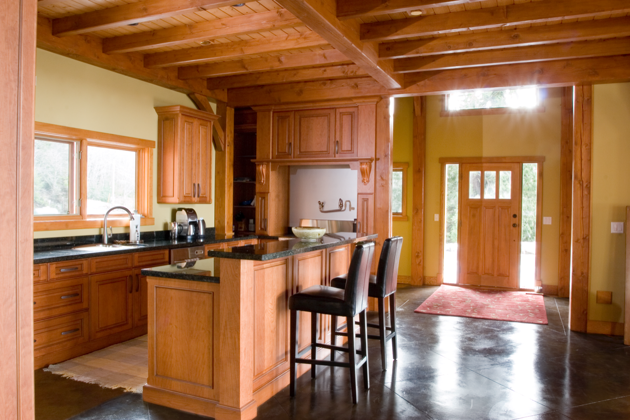 kitchen bar of a house made of timber