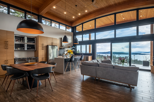 kitchen and dining area of a modern home