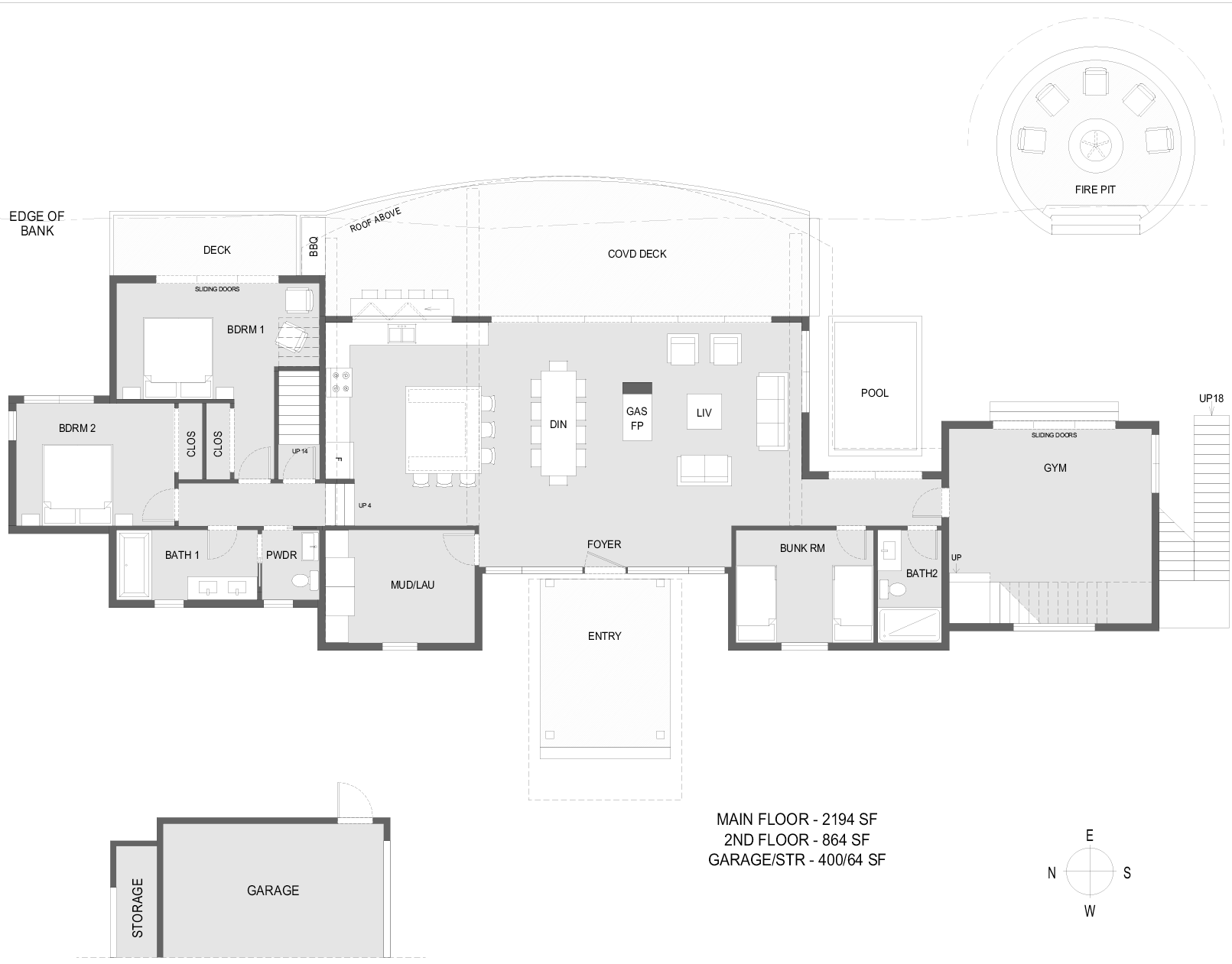 main floor plan of Rocky Mountain modern house